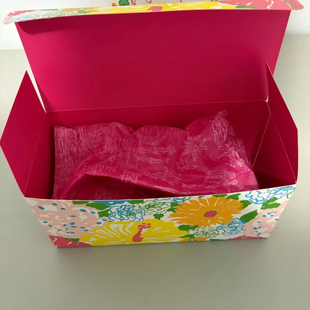 Lilly Pulitzer Empty  Floral Print Gift Box Set of‎ 2 Pink Yellow Blue Flowers